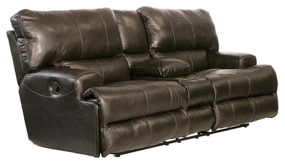 Catnapper - Wembley Power Headrest w/Lumbar Power Lay Flat Reclining Console Loveseat in Steel - 764589/1283-28/3083-28 veiw 1