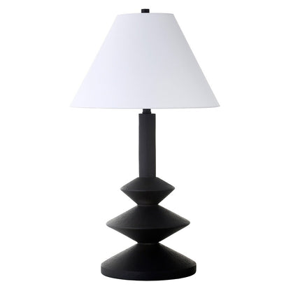 Hudson & Canal - Abilene 28in Tall Triple Gourd Lamp with Fabric Shade in Matte Black/White - TL2131 veiw 1