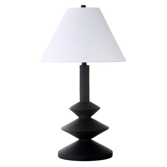Hudson & Canal - Abilene 28in Tall Triple Gourd Lamp with Fabric Shade in Matte Black/White - TL2131 veiw 1