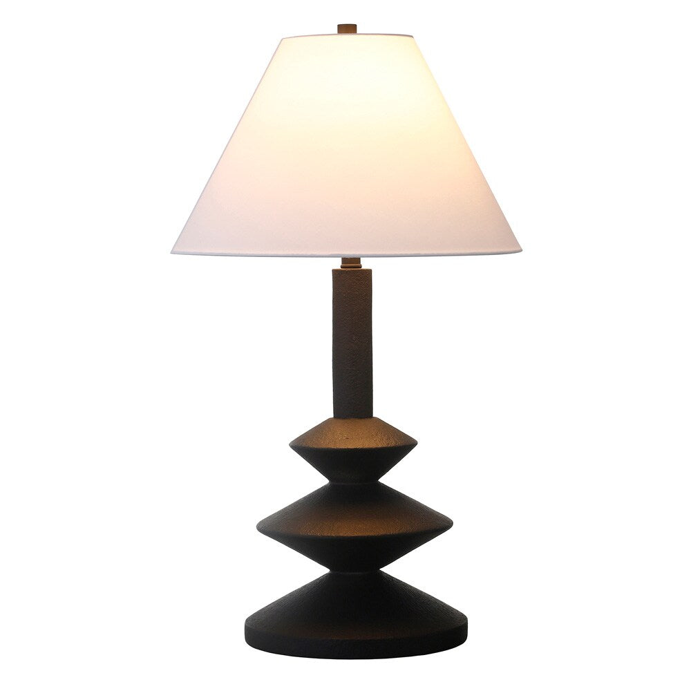 Hudson & Canal - Abilene 28in Tall Triple Gourd Lamp with Fabric Shade in Matte Black/White - TL2131 veiw 2