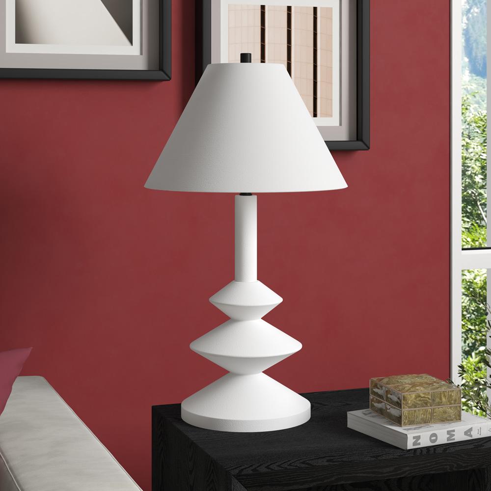 Hudson & Canal - Abilene 28in Tall Triple Gourd Lamp with Fabric Shade in Matte White/White - TL2130 veiw 3