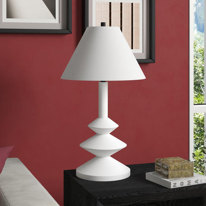 Hudson & Canal - Abilene 28in Tall Triple Gourd Lamp with Fabric Shade in Matte White/White - TL2130 veiw 3