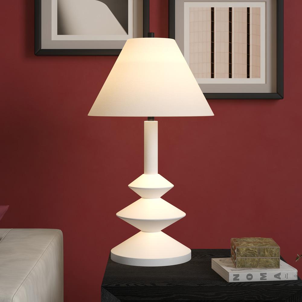 Hudson & Canal - Abilene 28in Tall Triple Gourd Lamp with Fabric Shade in Matte White/White - TL2130 veiw 5