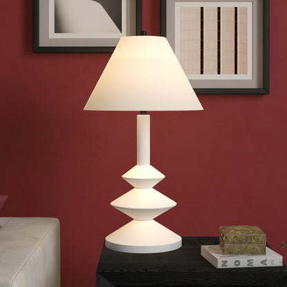 Hudson & Canal - Abilene 28in Tall Triple Gourd Lamp with Fabric Shade in Matte White/White - TL2130 veiw 5