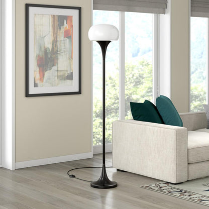 Hudson & Canal - Aleister Torchiere Floor Lamp with Glass Shade in Blackened Bronze/White Milk - FL2190 veiw 3
