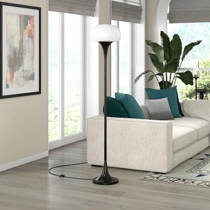 Hudson & Canal - Aleister Torchiere Floor Lamp with Glass Shade in Blackened Bronze/White Milk - FL2190 veiw 4