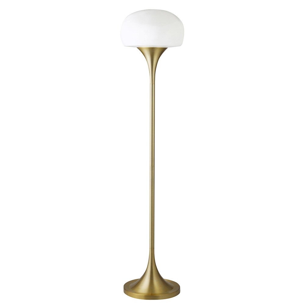 Hudson & Canal - Aleister Torchiere Floor Lamp with Glass Shade in Brass/White Milk - FL2191 veiw 1
