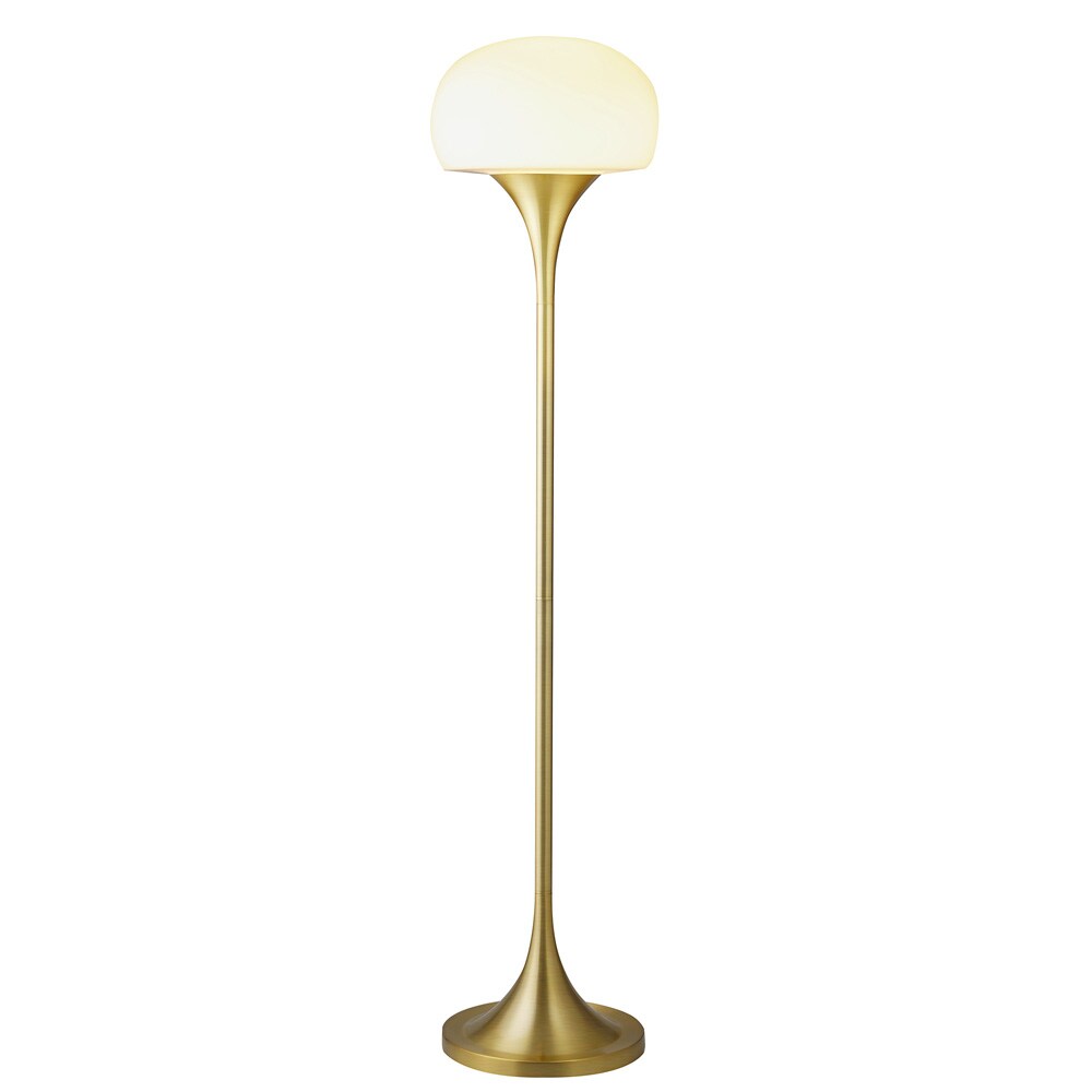 Hudson & Canal - Aleister Torchiere Floor Lamp with Glass Shade in Brass/White Milk - FL2191 veiw 2