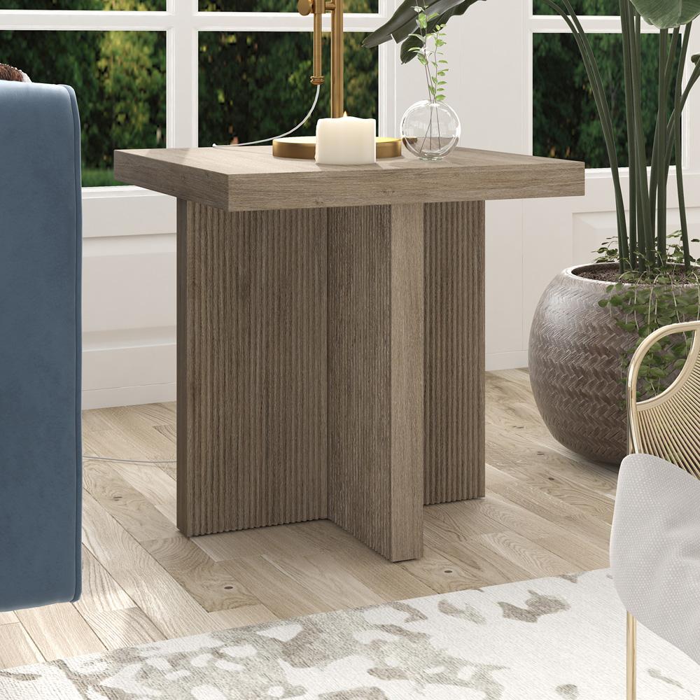 Hudson & Canal - Boden 22in Wide Square Side Table in Antiqued Gray Oak - ST2253 veiw 4
