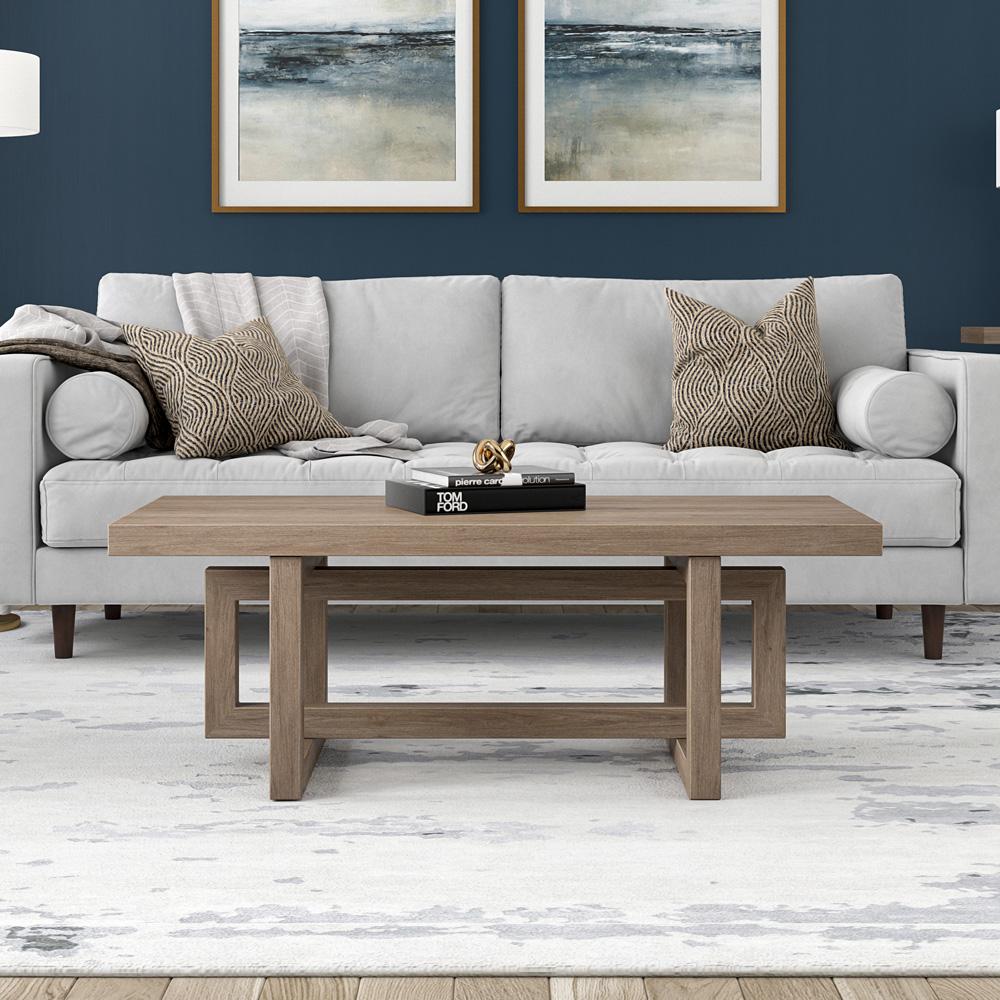 Hudson & Canal - Breslow 47in Wide Rectangular Coffee Table in Antiqued Gray Oak - CT2262 veiw 4