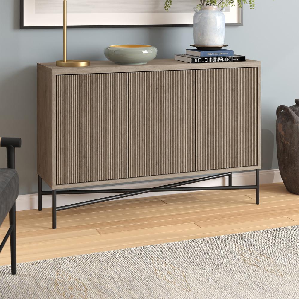 Hudson & Canal - Brighton 48in Wide Rectangular Buffet Table in Antiqued Gray Oak - BF2205 veiw 5