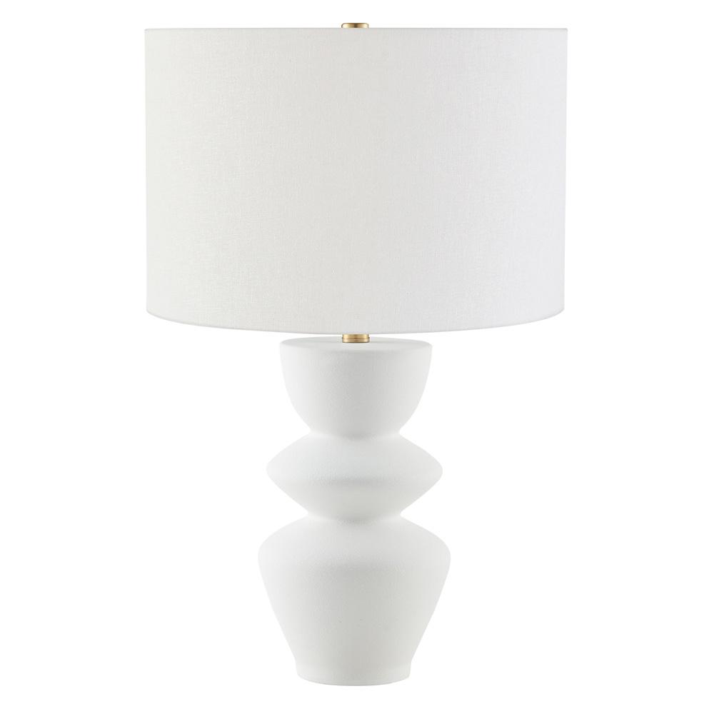 Hudson & Canal - Cassian 25in Tall Table Lamp with Fabric Shade in Matte White/Brass/White - TL2213 veiw 1