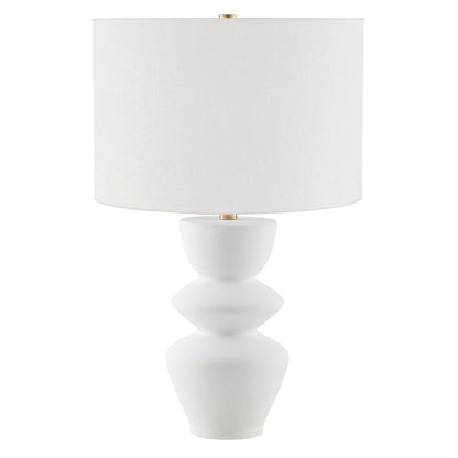 Hudson & Canal - Cassian 25in Tall Table Lamp with Fabric Shade in Matte White/Brass/White - TL2213 veiw 1