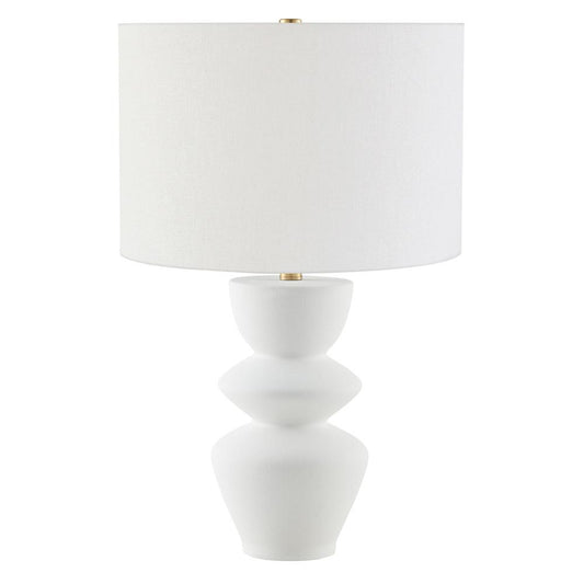 Hudson & Canal - Cassian 25in Tall Table Lamp with Fabric Shade in Matte White/Brass/White - TL2213 veiw 1