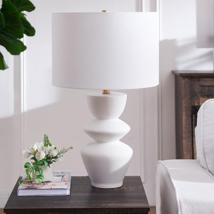 Hudson & Canal - Cassian 25in Tall Table Lamp with Fabric Shade in Matte White/Brass/White - TL2213 veiw 5