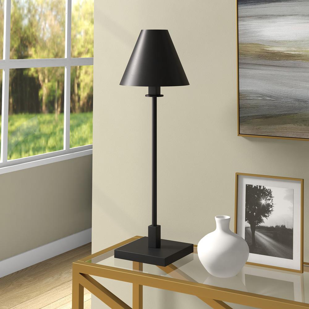 Hudson & Canal - Clement 28in Tall Table Lamp with Metal Shade in Blackened Bronze/Blackened Bronze - TL1909 veiw 3
