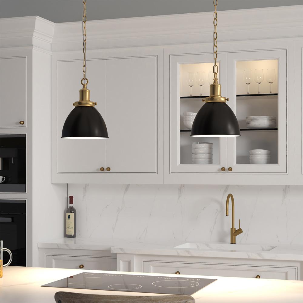 Hudson & Canal - Elodie 8in Wide Pendant with Metal Shade in Blackened Bronze/Brass/Blackened Bronze - PD2108 veiw 5