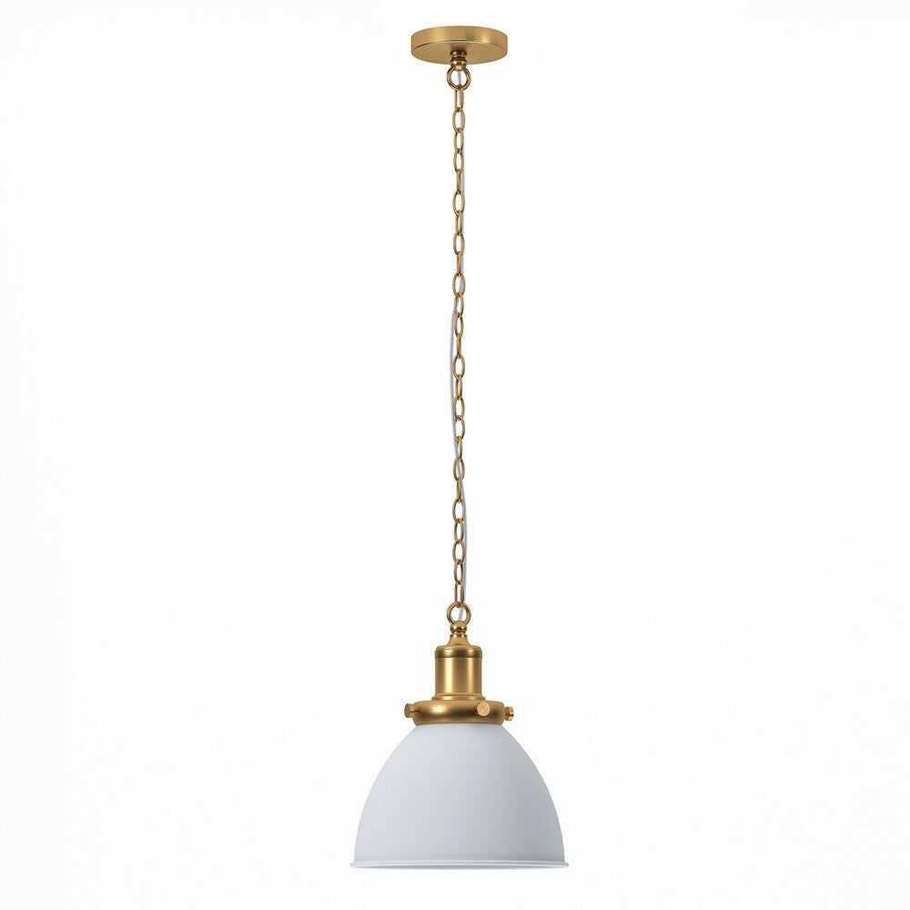 Hudson & Canal - Elodie 12in Wide Pendant with Metal Shade in Matte White/Brass/Matte White - PD2112 veiw 1