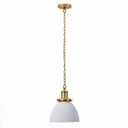 Hudson & Canal - Elodie 12in Wide Pendant with Metal Shade in Matte White/Brass/Matte White - PD2112 veiw 1