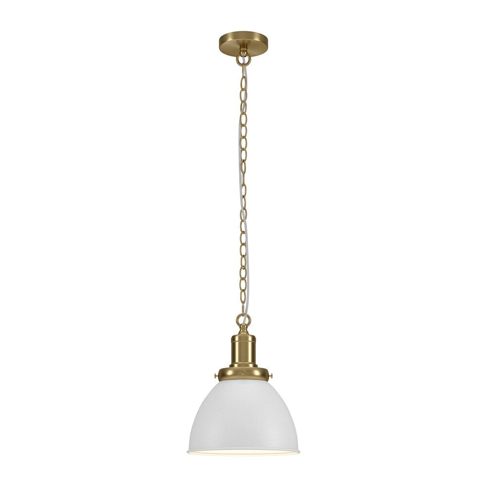 Hudson & Canal - Elodie 12in Wide Pendant with Metal Shade in Matte White/Brass/Matte White - PD2112 veiw 2