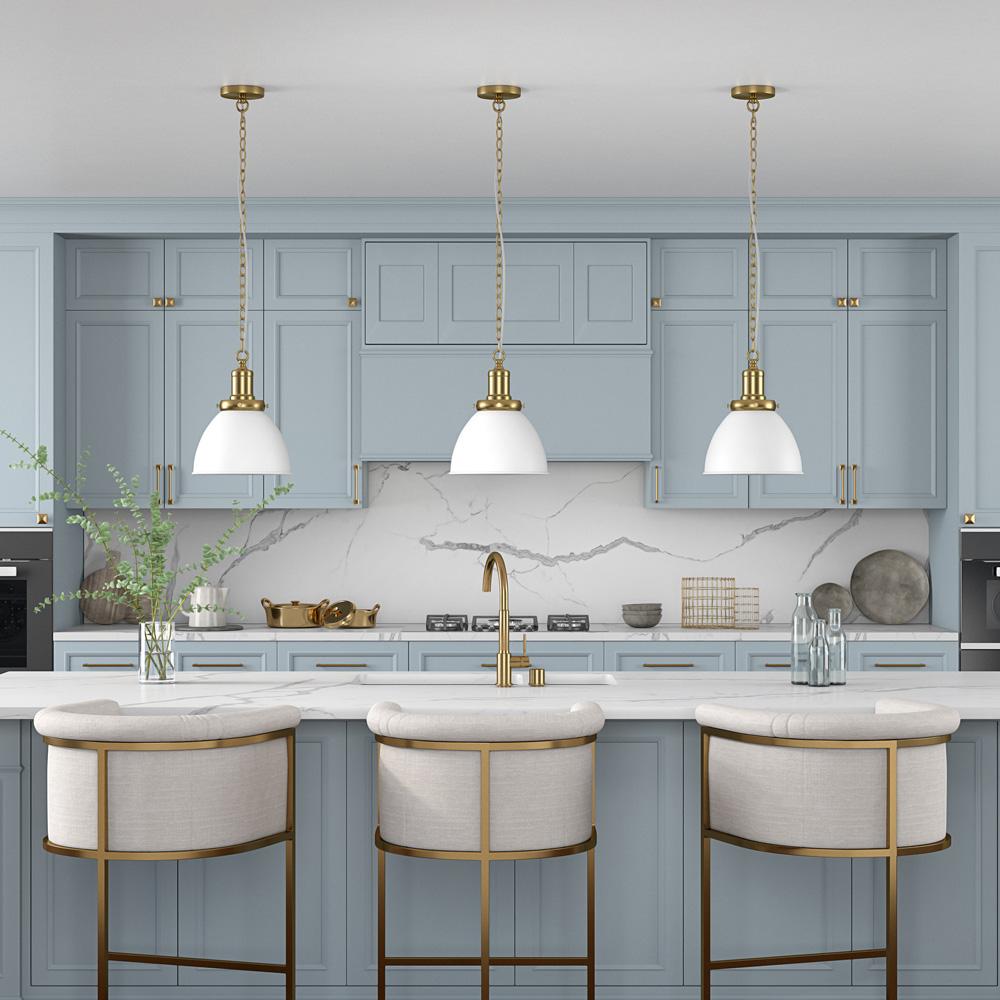 Hudson & Canal - Elodie 12in Wide Pendant with Metal Shade in Matte White/Brass/Matte White - PD2112 veiw 4
