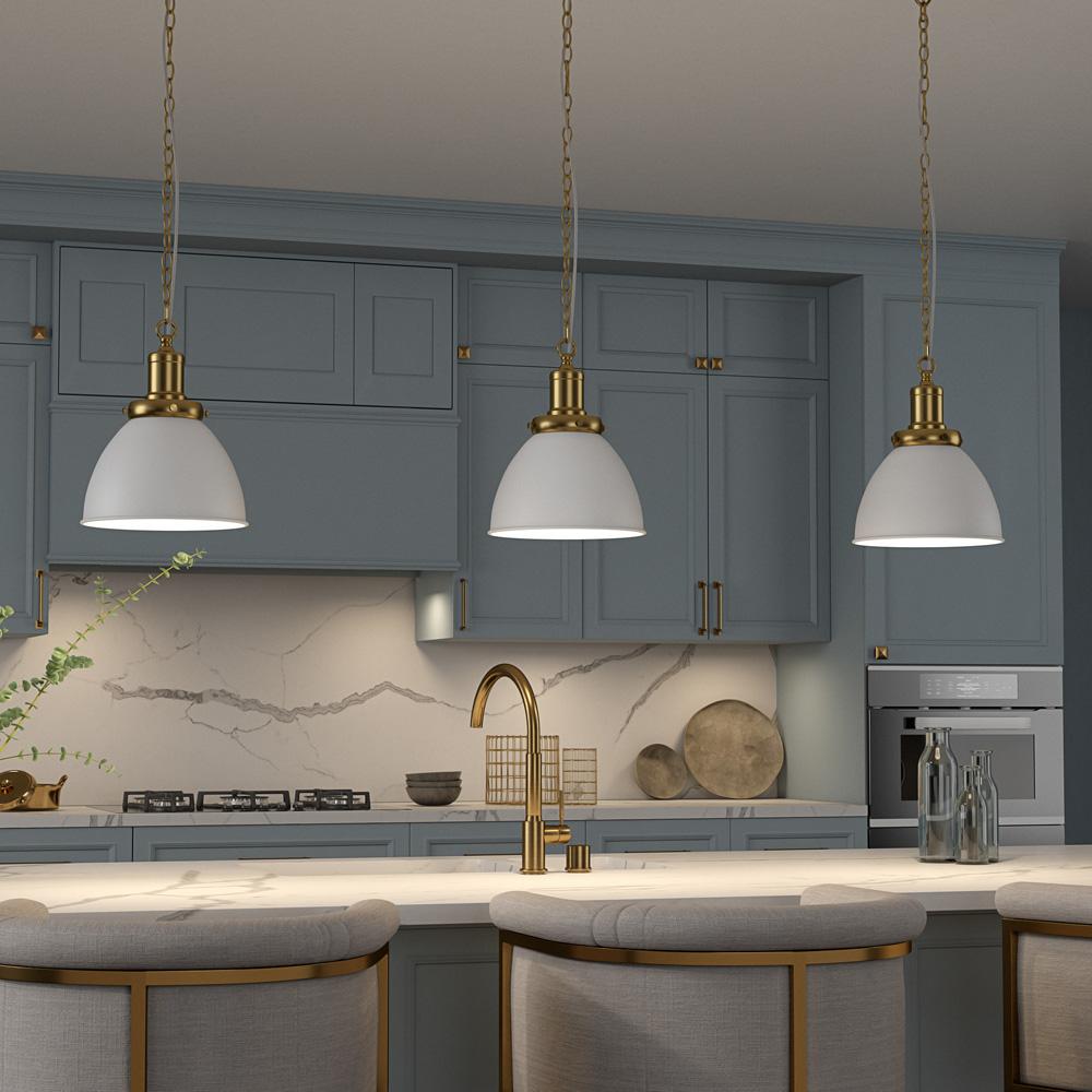 Hudson & Canal - Elodie 12in Wide Pendant with Metal Shade in Matte White/Brass/Matte White - PD2112 veiw 5