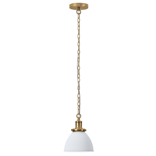 Hudson & Canal - Elodie 8in Wide Pendant with Metal Shade in Matte White/Brass/Matte White - PD2109 veiw 1