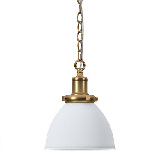 Hudson & Canal - Elodie 8in Wide Pendant with Metal Shade in Matte White/Brass/Matte White - PD2109 veiw 2