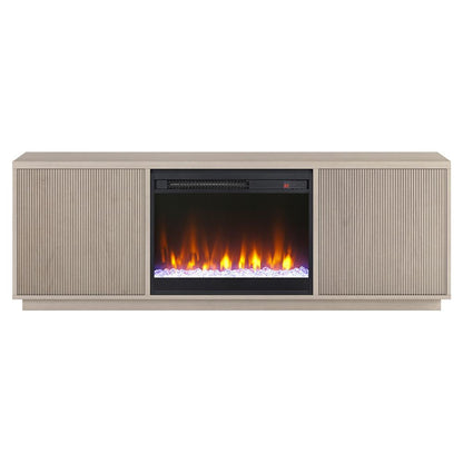 Hudson & Canal - Hanson Rectangular TV Stand with 26in Crystal Fireplace for TVs up to 75in in Alder White - TV1878 veiw 2