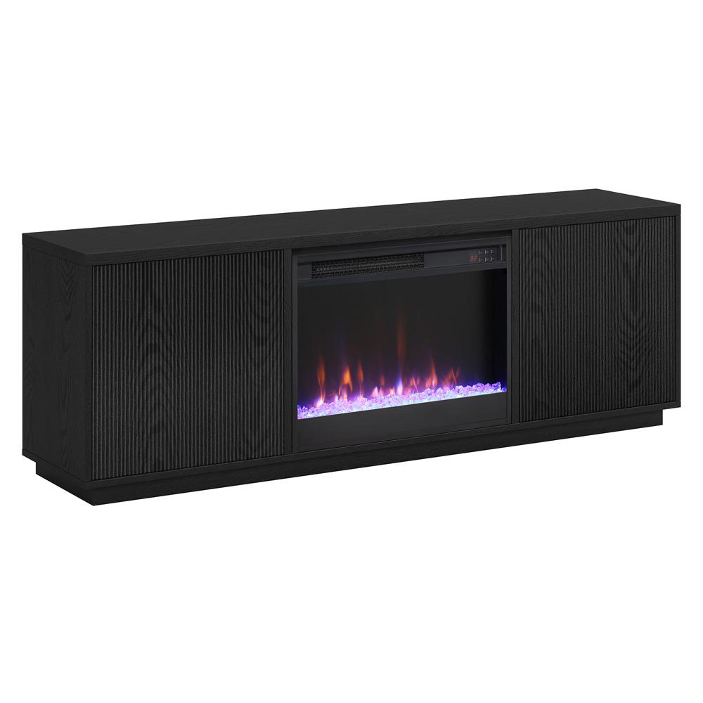 Hudson & Canal - Hanson Rectangular TV Stand with 26in Crystal Fireplace for TVs up to 75in in Black Grain - TV1877 veiw 1