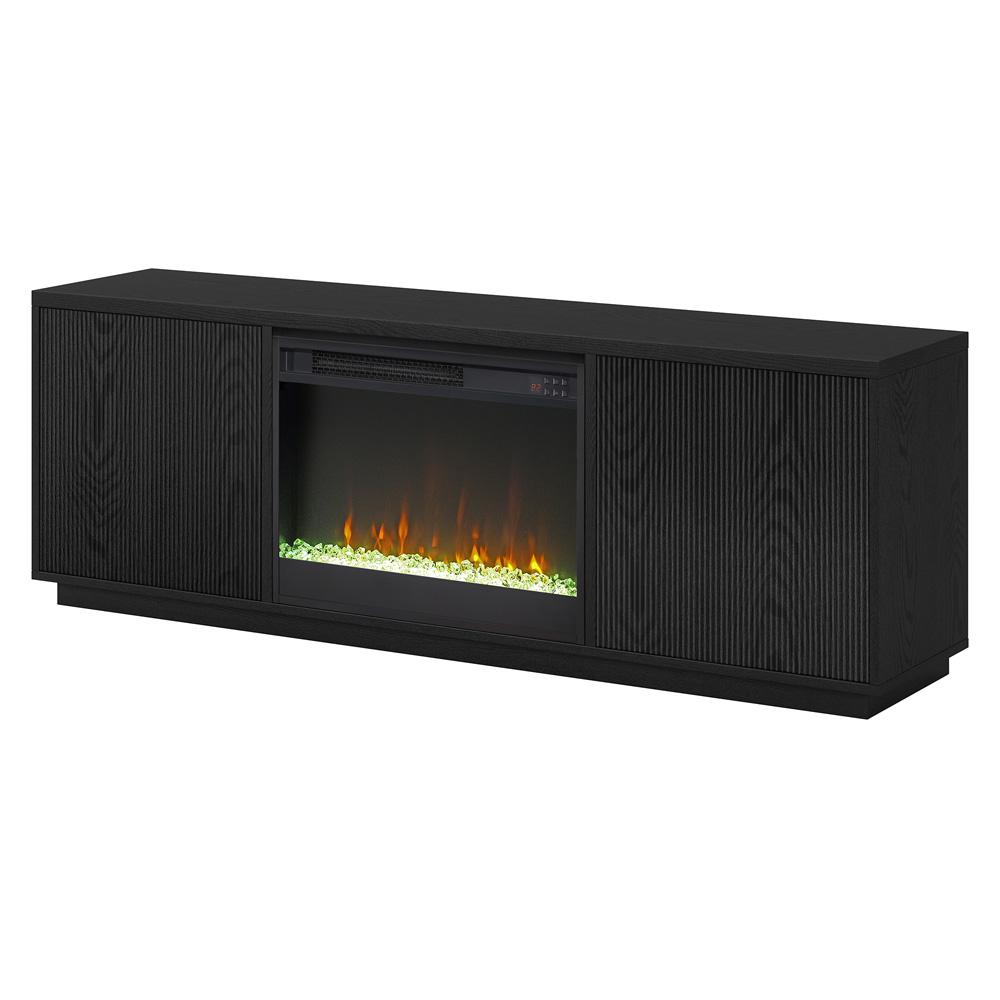 Hudson & Canal - Hanson Rectangular TV Stand with 26in Crystal Fireplace for TVs up to 75in in Black Grain - TV1877 veiw 3
