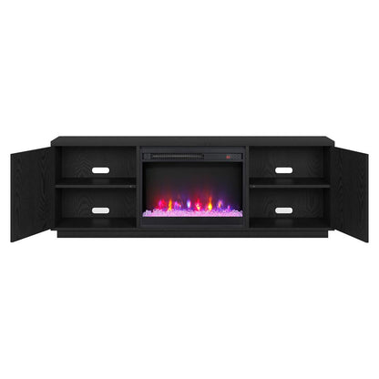 Hudson & Canal - Hanson Rectangular TV Stand with 26in Crystal Fireplace for TVs up to 75in in Black Grain - TV1877 veiw 4