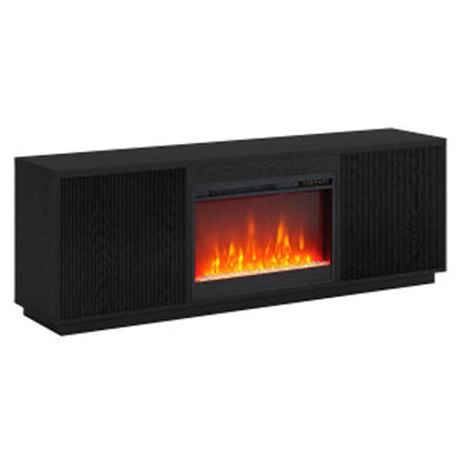 Hudson & Canal - Hanson Rectangular TV Stand with 26in Crystal Fireplace for TVs up to 75in in Black Grain - TV1877 veiw 10