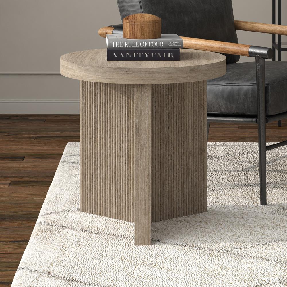Hudson & Canal - Holm 22in Wide Round Side Table in Antiqued Gray Oak - ST2256 veiw 4
