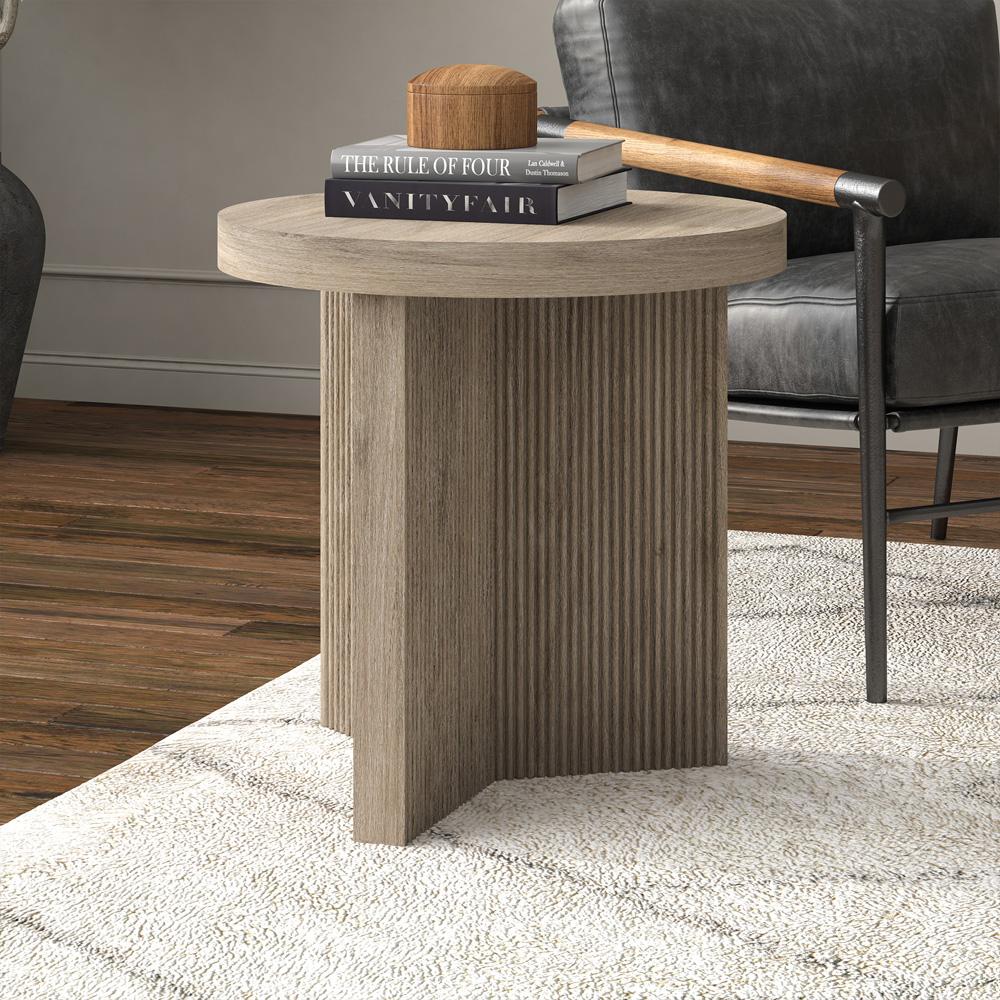 Hudson & Canal - Holm 22in Wide Round Side Table in Antiqued Gray Oak - ST2256 veiw 5