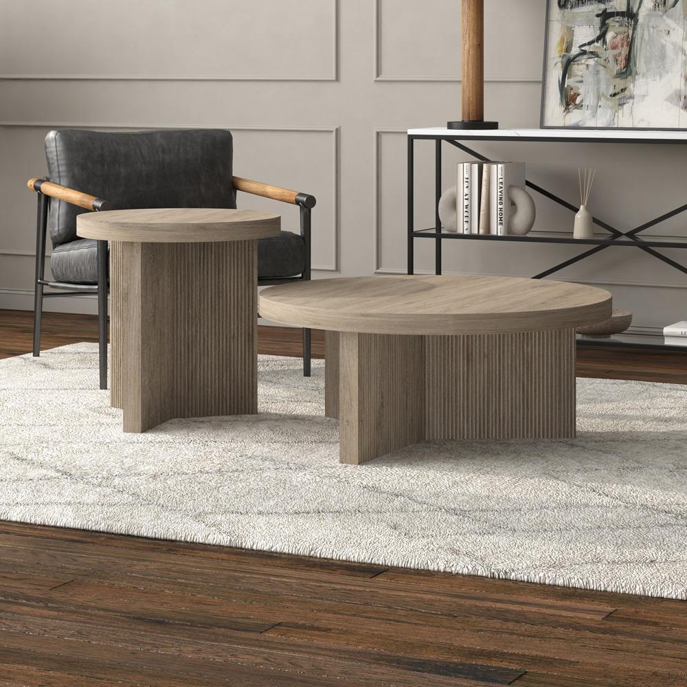 Hudson & Canal - Holm 22in Wide Round Side Table in Antiqued Gray Oak - ST2256 veiw 7
