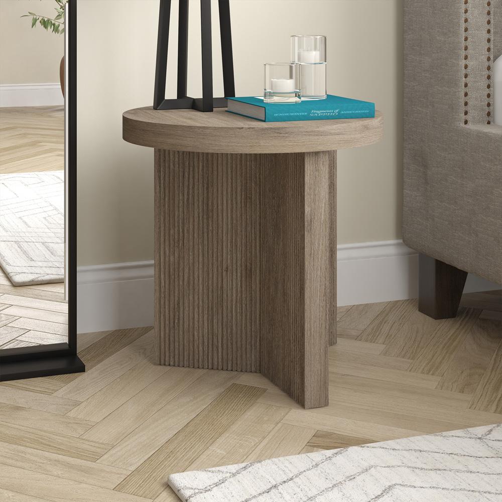 Hudson & Canal - Holm 22in Wide Round Side Table in Antiqued Gray Oak - ST2256 veiw 8