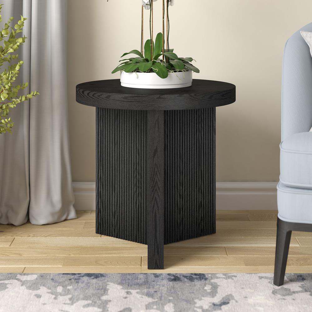 Hudson & Canal - Holm 22in Wide Round Side Table in Black Grain - ST2254 veiw 4