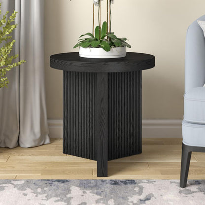 Hudson & Canal - Holm 22in Wide Round Side Table in Black Grain - ST2254 veiw 4