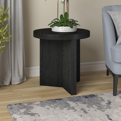 Hudson & Canal - Holm 22in Wide Round Side Table in Black Grain - ST2254 veiw 5