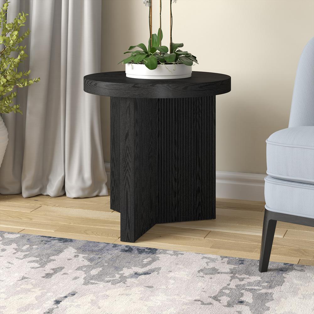 Hudson & Canal - Holm 22in Wide Round Side Table in Black Grain - ST2254 veiw 6