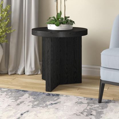 Hudson & Canal - Holm 22in Wide Round Side Table in Black Grain - ST2254 veiw 6