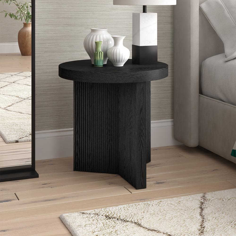 Hudson & Canal - Holm 22in Wide Round Side Table in Black Grain - ST2254 veiw 8