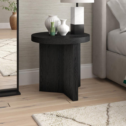 Hudson & Canal - Holm 22in Wide Round Side Table in Black Grain - ST2254 veiw 8