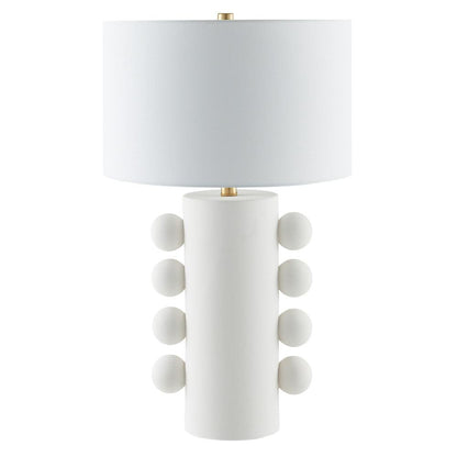 Hudson & Canal - Jurrah 27in Tall Ceramic Table Lamp with Fabric Shade in Matte White/White - TL2219 veiw 1