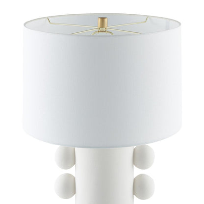 Hudson & Canal - Jurrah 27in Tall Ceramic Table Lamp with Fabric Shade in Matte White/White - TL2219 veiw 3