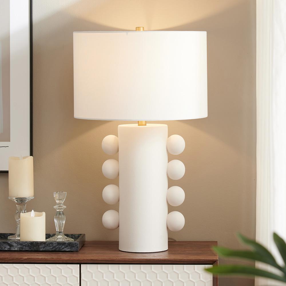 Hudson & Canal - Jurrah 27in Tall Ceramic Table Lamp with Fabric Shade in Matte White/White - TL2219 veiw 5