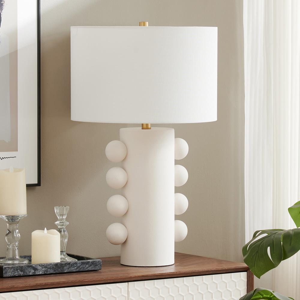 Hudson & Canal - Jurrah 27in Tall Ceramic Table Lamp with Fabric Shade in Matte White/White - TL2219 veiw 6