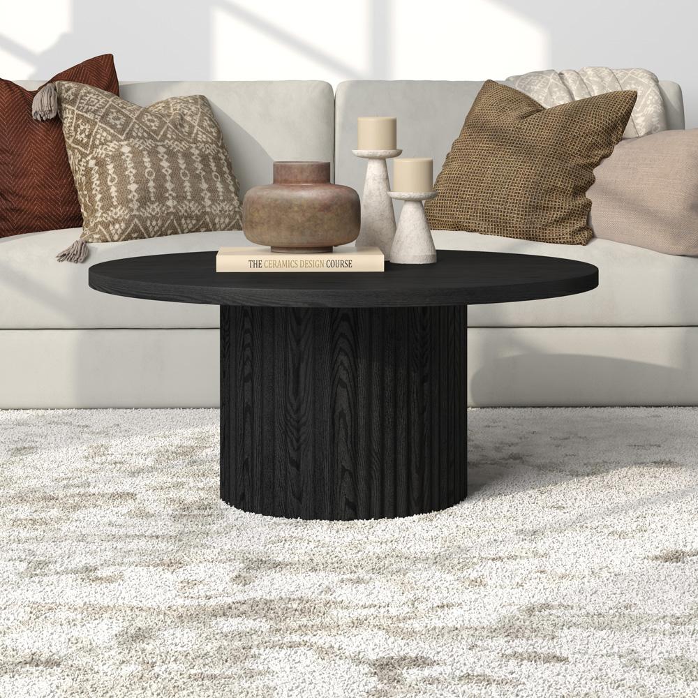Hudson & Canal - Rollan 32in Wide Round Coffee Table in Black Grain - CT2277 veiw 5