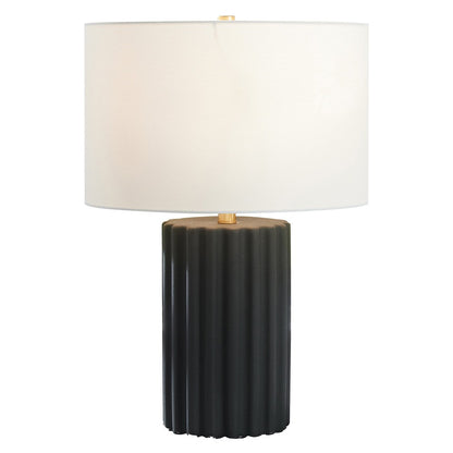 Hudson & Canal - Seren 23in Tall Table Lamp with Fabric Shade in Matte Black/Brass/White - TL2214 veiw 2